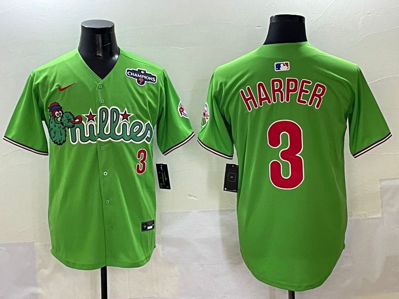 Men Philadelphia Phillies #3 Harper Green Sixth generation Joint Name Nike 2025 MLB Jersey style 3